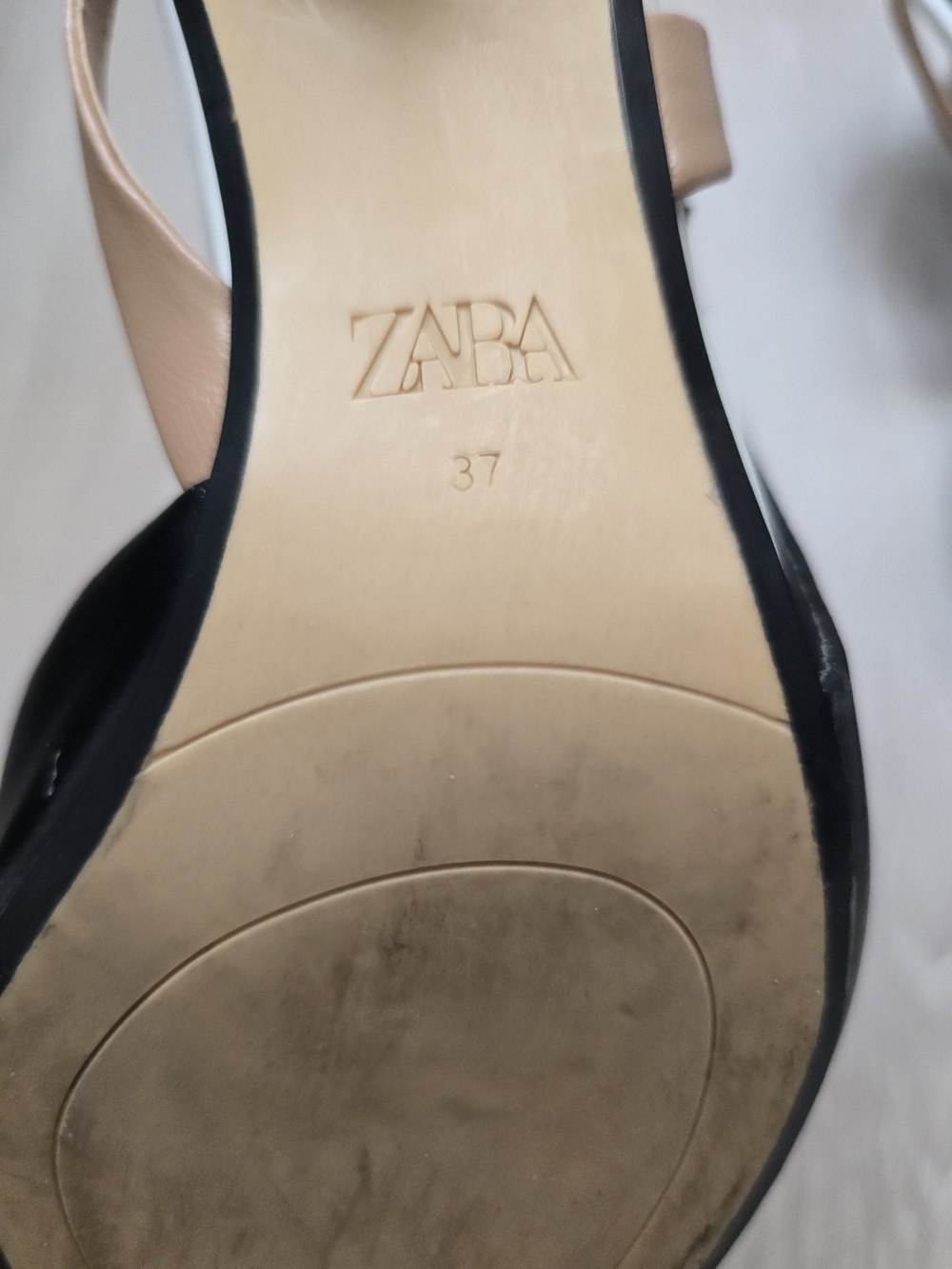 Zara Black Pointed Slingback Pumps with Tan Strap Size 37 Eur - Picture 8 of 9